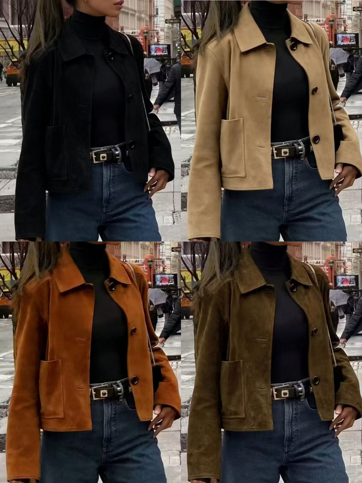 Qadın qısa yaxalı jaket, cibli, yeni mövsüm