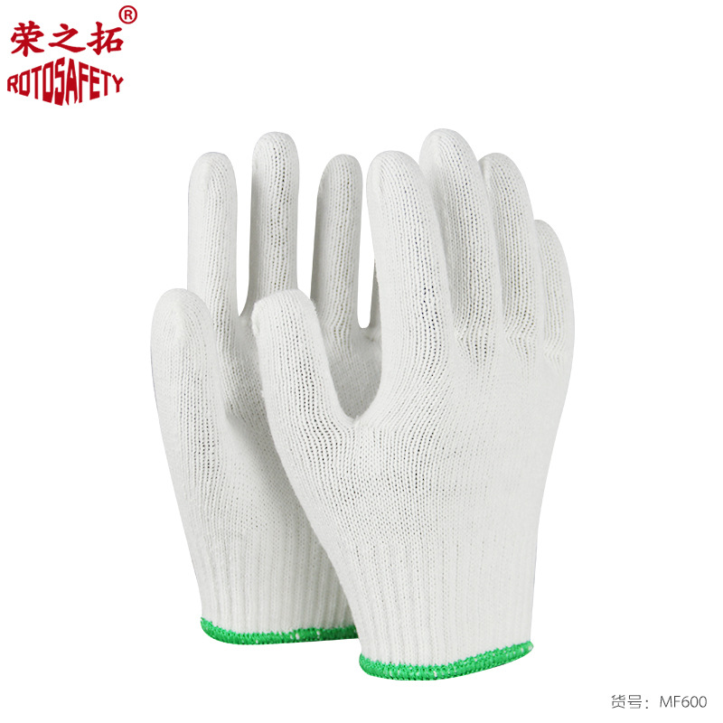 Trabajo en el sitio de construcción, guantes de hilo de algodón blanco engrosados y resistentes al desgaste, transpirables y absorbentes de sudor, protección laboral, reparación de automóviles, cepillado, guantes de hilo cálido