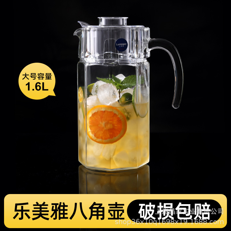 Lemeya vidrio resistente al calor hervidor de agua fría agua manzana verde engrosado jar de jugo tetera flor logotipo al por mayor