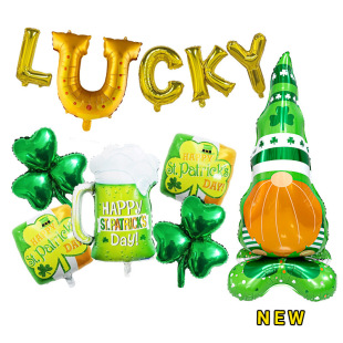 Cross-Border Irish Day Aluminum Film Balloon Green Wine Glass St. Patrick's Day Scene Layout Decorative Aluminum Foil Balloon