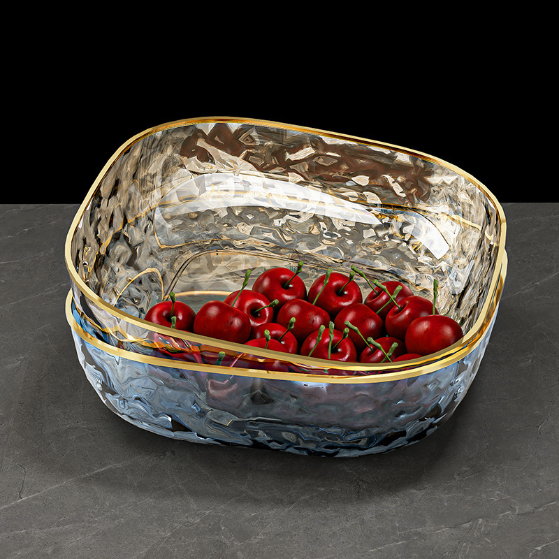 Platos de frutas de lujo ligero para el hogar, mesas de café en la Sala de estar, platos de aperitivos transparentes, de alto valor facial, platos de dulces de gran capacidad