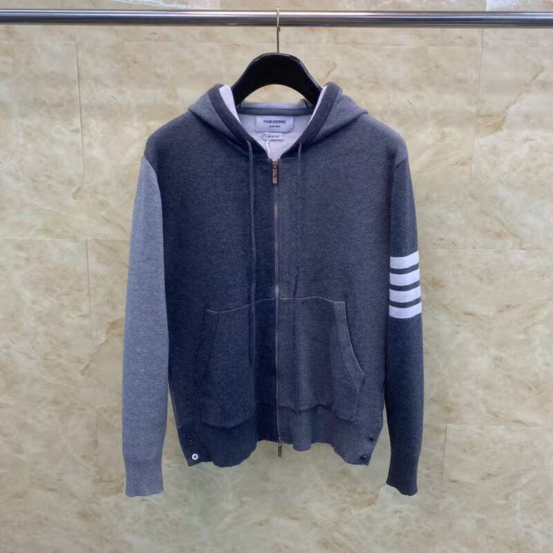 Tb Factory Direct Sale Autumn and Winter New Classic Four-Stripe Back Zipper Hooded Color-Block Jacket for Men and Women Tb Factory Direct Sale Autumn and Winter New Classic Four-Stripe Back Zipper Hooded Color-Block Jacket for Men and Women
