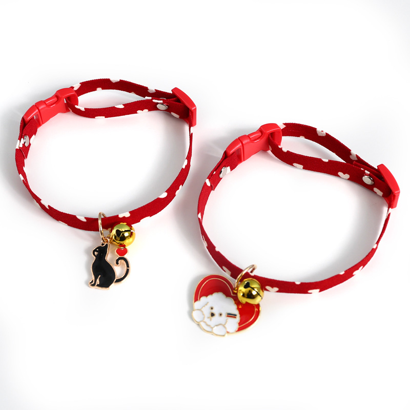 Mascotas ajustables de amor onda punto arco gato Teddy perro collar tela pedidos de Navidad