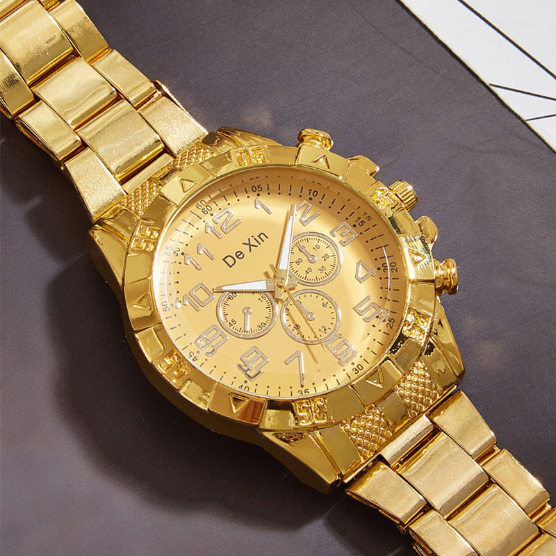 Nuevo reloj transfronterizo reloj para hombre relojes de aleación de luz azul falso reloj de cuarzo de tres ojos reloj para hombre de esfera grande