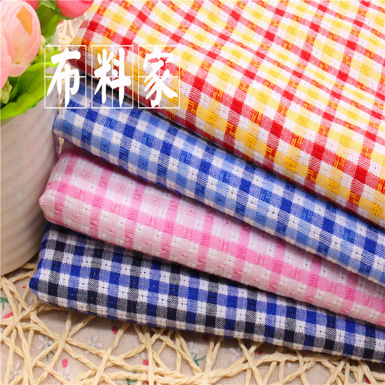 21S色织现货 三色格子布 漏格 春秋衬衫夹克衫面料 现货供应