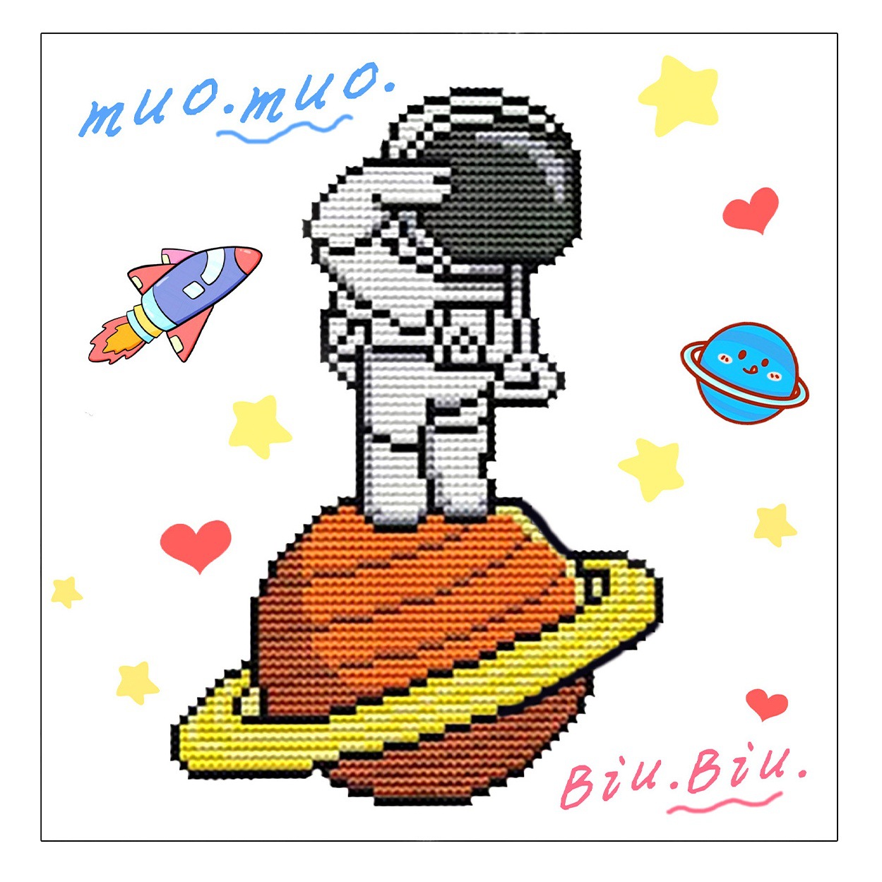 [Con marco] Auténtico Mona Lisa Royal Cross Stitch Astronauta casual 2024 Dibujos animados Punto de cruz para niños image 1