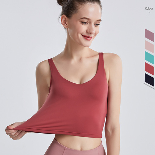 2024 New LULU Nude Sports Vest High-Strength Gathered U-shaped Big Back Running Shockproof Yoga Bra