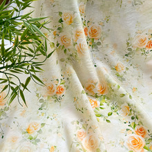 黄玫瑰 国风锦棉面料新中式旗袍连衣裙上衣汉服面料数码印花布料