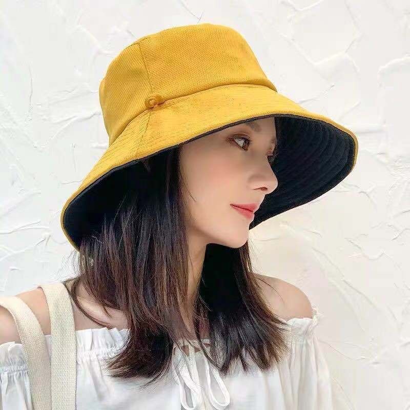 漁師の帽子両面春と夏の新しい韓国スタイルの学生日よけ帽子屋外旅行大きなつばの顔を覆う日焼け止め帽子女性用|undefined