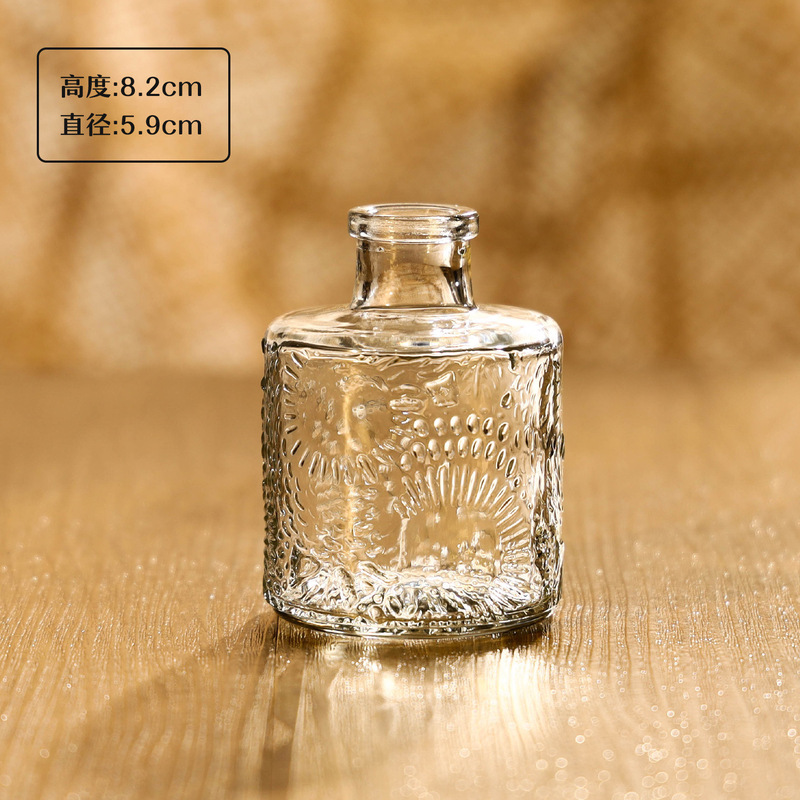 亚马逊同款迷你玻璃花瓶 ins风透明摆件插花中古高级感小花瓶套装|undefined