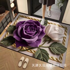 売れ筋 3D 特殊形状花柄カーペット玄関ドアライト高級ハイエンドフロアマット寝室トイレ浴室滑り止めフットマット