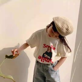 2023夏季儿童印花t恤新款韩版短袖卡通T恤女童休闲纯棉百搭上衣批