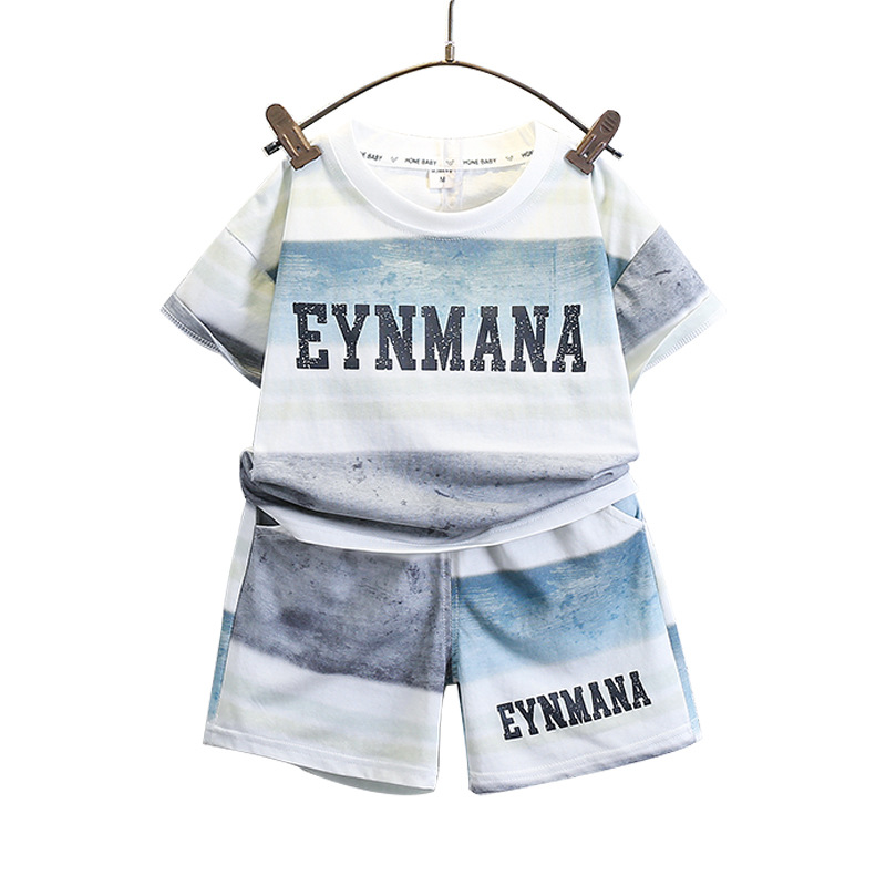 7143 Traje de verano para niños 2025 Nuevo estilo de moda para niños Estilo coreano de manga corta de dos piezas Ropa de verano para niños Trendy