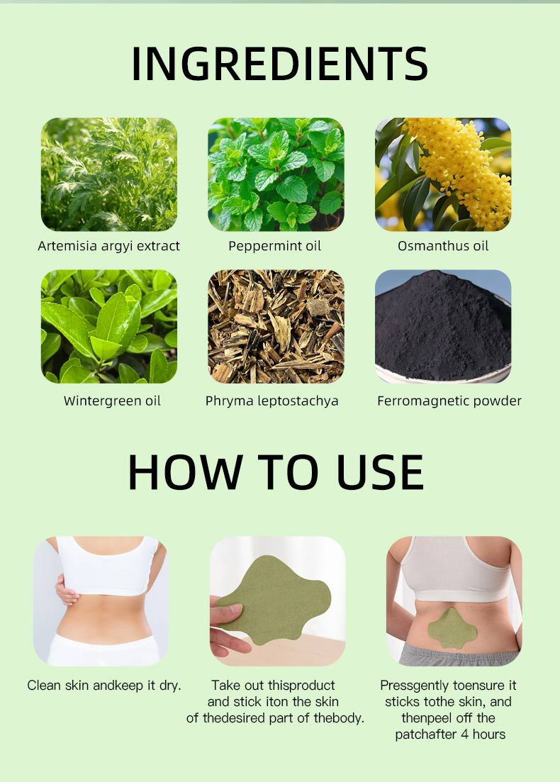 Mugwort Waist Patch Herbal Body Patches for Lumbar Support 10 Patches per Box specifications