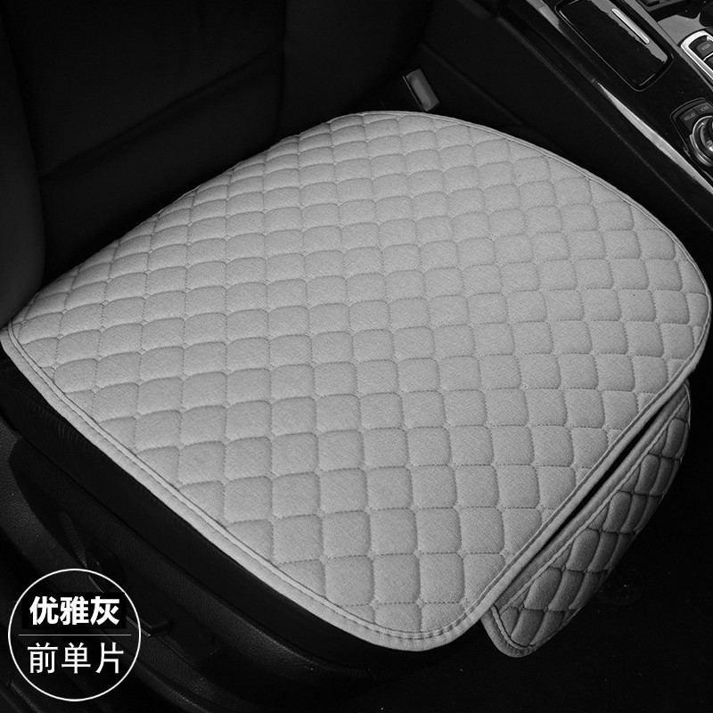 Car Seat: Universal Seat cushion, seat cover - square-linen-elegant-grey-single-bottom-cushion-standard