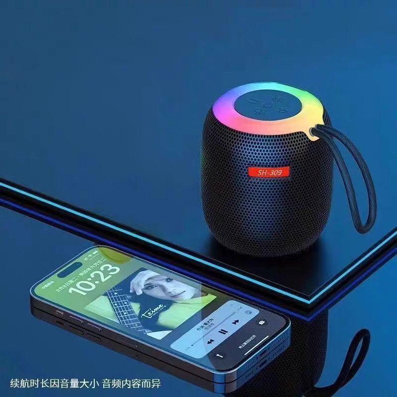 新款迷你蓝牙音箱带氛围灯户外小钢炮小型便携家用桌面低音炮|undefined