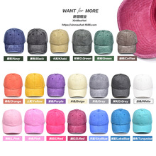 跨境水洗纯色牛仔棒球帽做旧软顶遮阳鸭舌帽欧美光板帽子刺绣logo