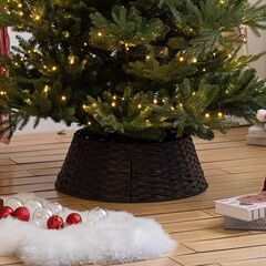 クリスマスツリー籐編みフェンスツリースカート北欧insレトロクリスマス装飾ベースショーウインドーシーンアレンジ新作