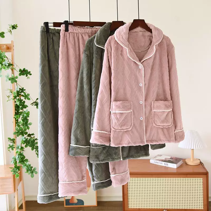 Осенне-зимние утолщенные пижамы из кораллового флиса, женские и мужские однотонные Фланелевые брюки больших размеров с длинными рукавами, простая домашняя одежда для пар