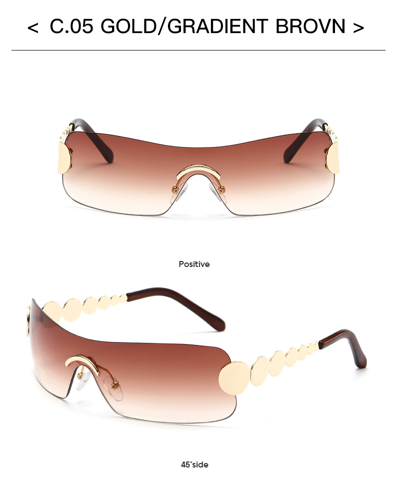 58g Weight Frameless Glasses Structure Sunglasses Classification PC, UV400 Protection Lens Material Square Glasses Style Holiday, Travel Occasion Solid Color Pattern Women's Gender Vintage Style, Classic Style Style Grey, Gold Color Vintage Style Classic Style Solid Color PC UV400 Protection Square Frameless Women's Sunglasses 17
