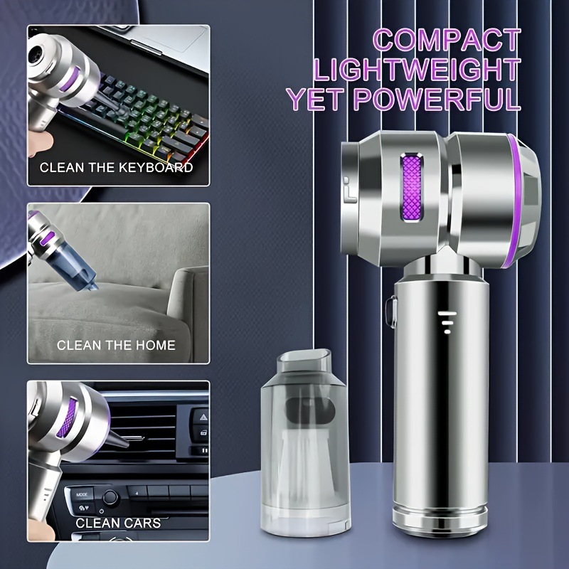 Car-Mounted High-Suction Vacuum Cleaner with Wireless Power Display, Portable Brushless Motor, Household Handheld Dust Remover and Blower
