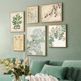 新中式装饰画组合工笔兰花古典艺术禅意轻奢客厅入户玄关壁画挂画
