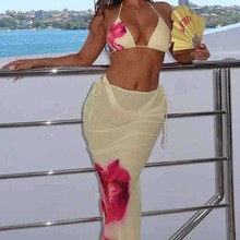 2025亚马逊速卖通欧美新款性感泳衣女温泉度假沙滩裙套装跨境Temu