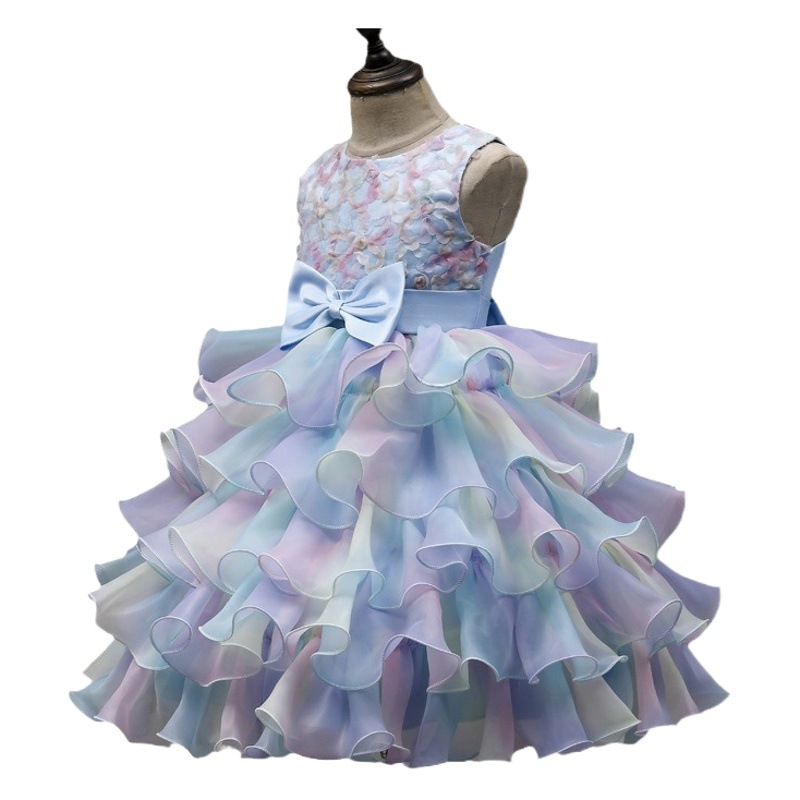 Vestido de las niñas vestido de princesa vestido de cumpleaños vestido de arco de los niños pettiskirt niñas host vestido de rendimiento