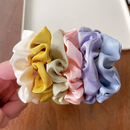 Korean version of solid color large intestine ring, high-end rubber band, ponytail head rope, cross-border head flower, European and American fat intestine hair ring hair accessories for women