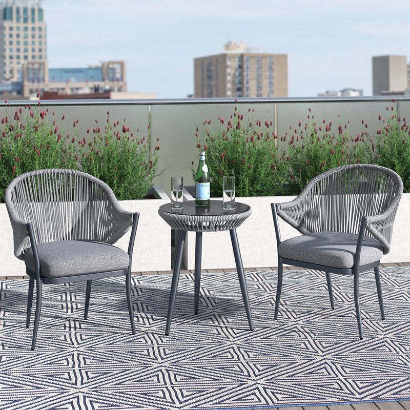 Mesas y sillas de Ratán al aire libre patio impermeable y protector solar muebles combinación Villa jardín al aire libre ocio silla de Ratán al aire libre