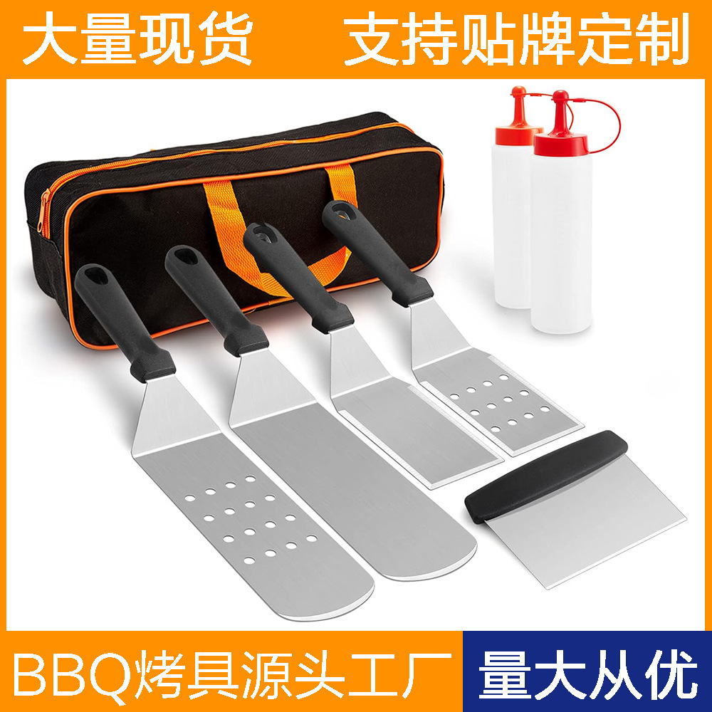 Fábrica de acero inoxidable herramientas de barbacoa set de pala de barbacoa pala de hierro herramientas de barbacoa combinación de barbacoa