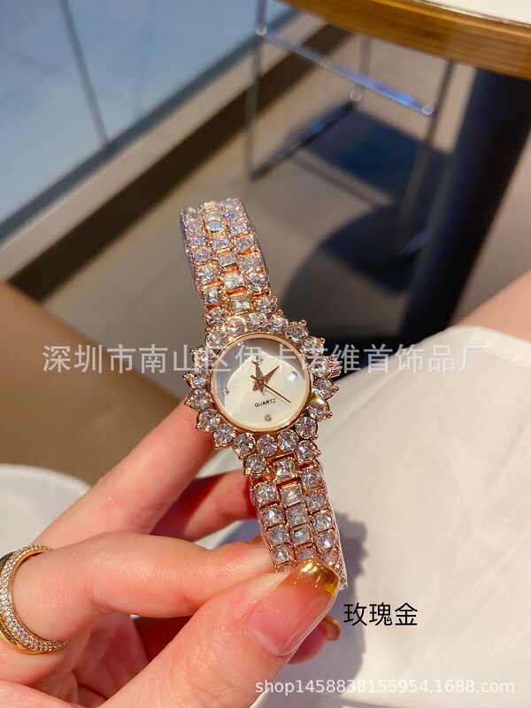 Full Diamond Inlay Bracelet Small Fashion Chic Quartz Women's Watch