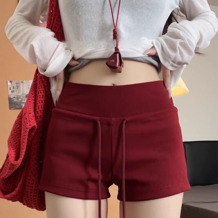 Red Spicy Girl Sports Shorts for Women, Summer 2026 New Style, Petite Drawstring Yoga Shorts, Hip-Hugging, Slimming, Mid-Waist Hot Pants Red Spicy Girl Sports Shorts for Women, Summer 2026 New Style, Petite Drawstring Yoga Shorts, Hip-Hugging, Slimming, Mid-Waist Hot Pants