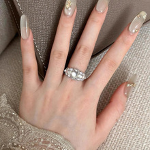 迈思卡s925银镶嵌高冰蛋面戒指女高级感轻奢复古国风排镶满钻指环