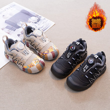 儿童加绒运动鞋2025冬季新款男童旋钮扣登山鞋二棉保暖女童徒步鞋