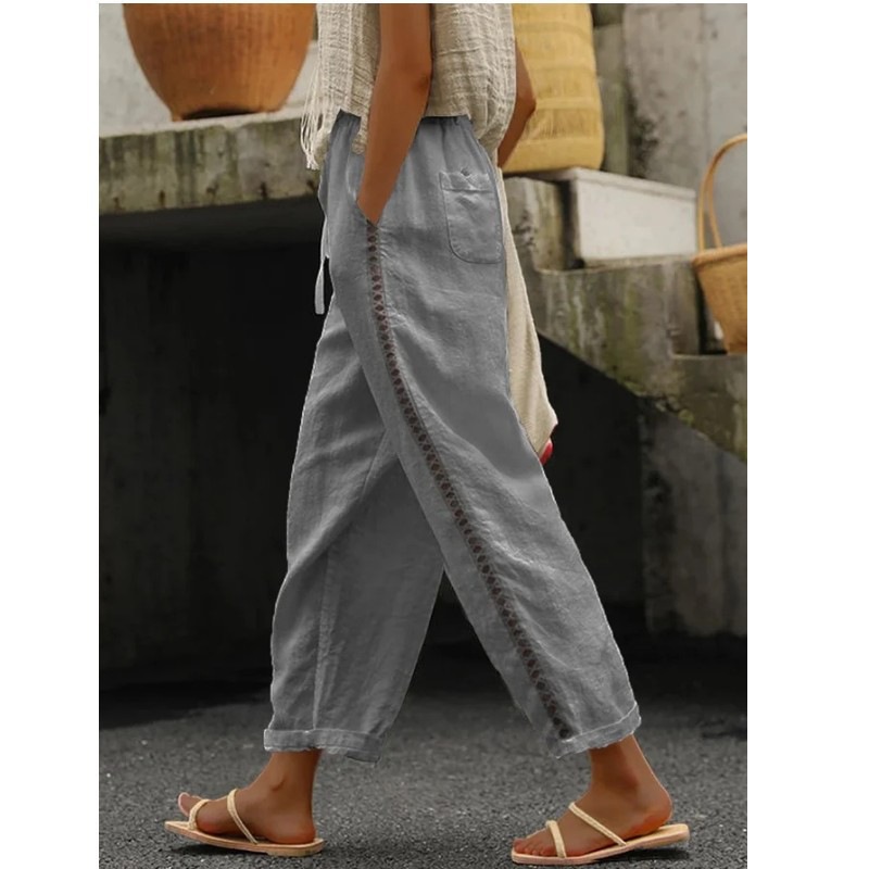 Women's Wide-Leg Casual Trousers Loose Fit Comfort Flowy Pants For Everyday Wear_ecoleips.com