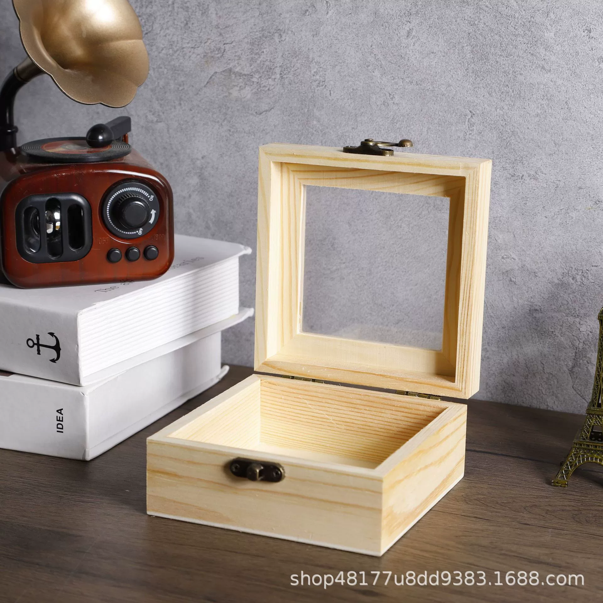 Креативный ящик для хранения со стеклянной крышкой Yongshenghua флип-коробка для ювелирных изделий Настольный ящик для хранения отделка деревянный ящик оптом