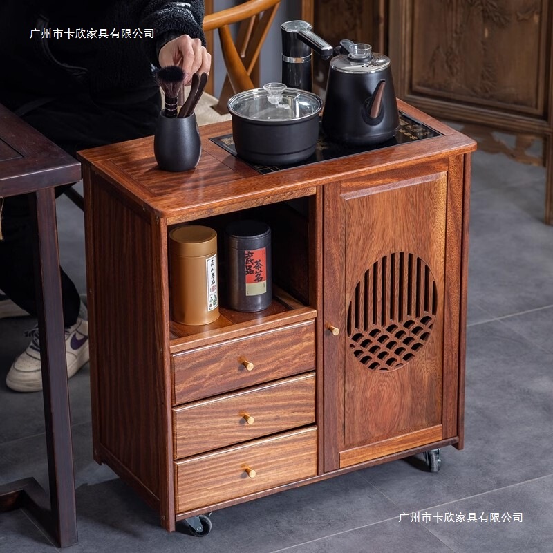 实木移动茶水柜茶桌边柜泡茶台家用烧水壶一体边柜办公室茶具置物|undefined