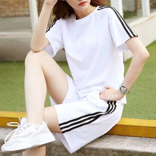 New Team Building Uniform Summer Trendy Fashion Class Uniform for Physical Education Examination Leisure Sports Set for Both Men and Women Double Bar Short Sleeve