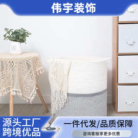 家居储物脏衣篓棉绳编织折叠带手柄毯洗衣篮子收纳篮杂物收纳筐