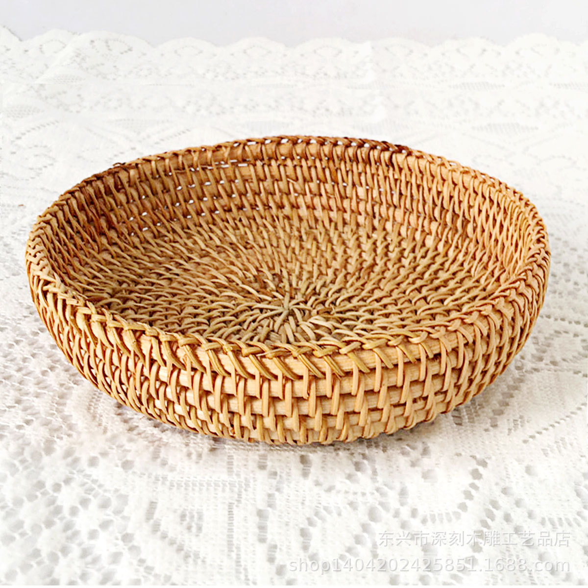 秋藤编茶点盒手工水果盘干果盘零食篮家用天然藤编创意桌面收纳盘