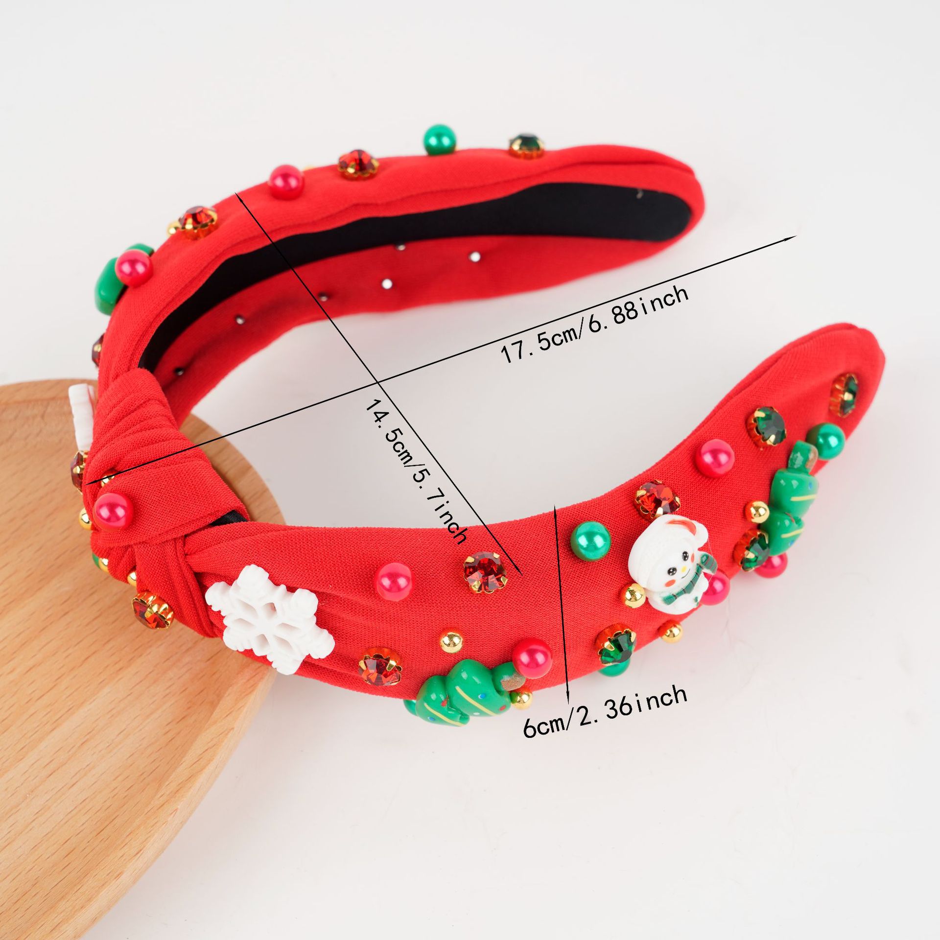 Kerst haarband met knoop versierd met strass en parels_voghion.com