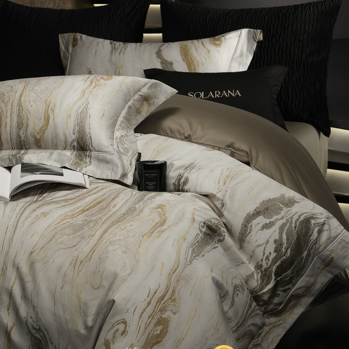 Conjunto de cama 4 peças em algodão elegante para homem_voghion.com
