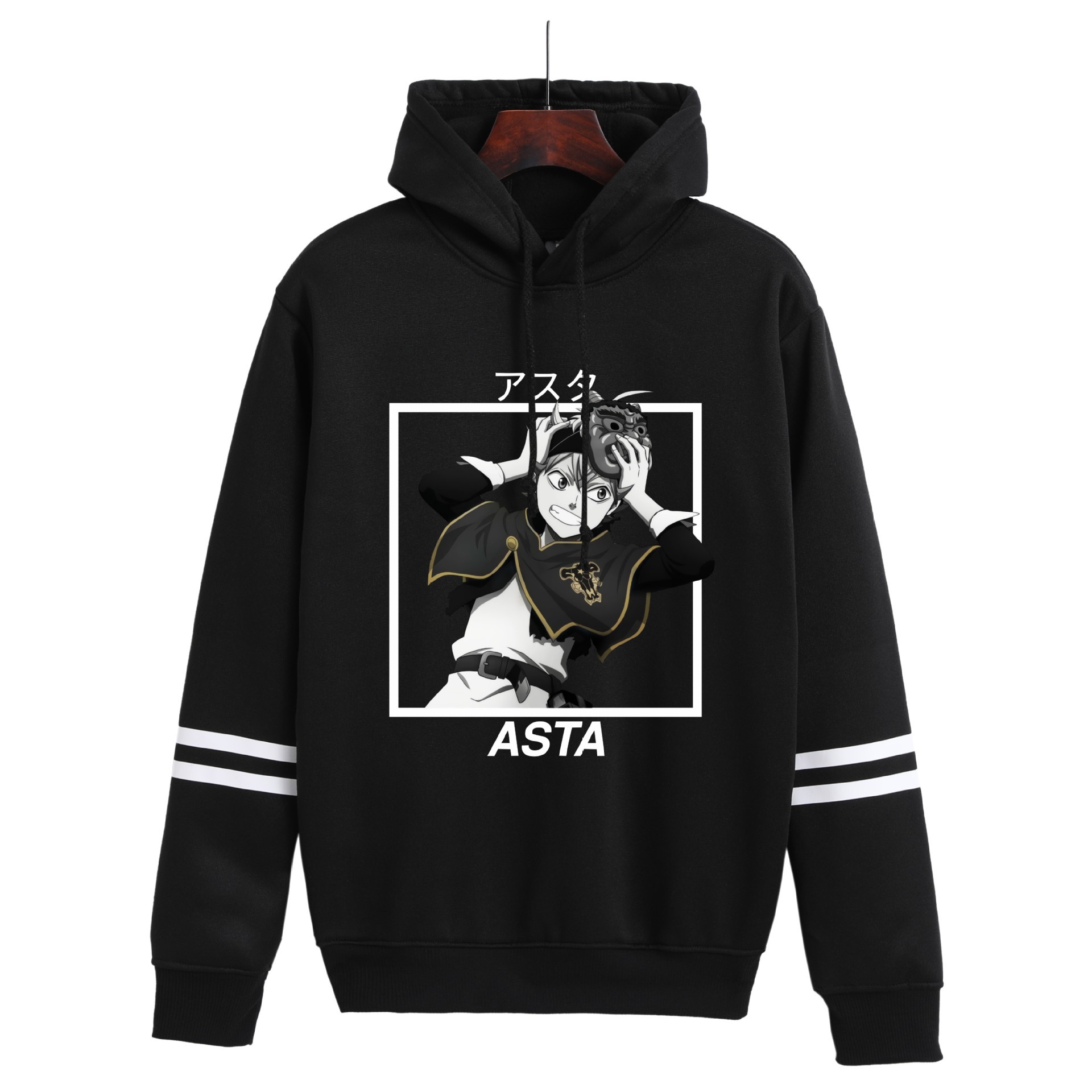 Sudadera con capucha con estampado periférico de trébol de cuatro hojas negro de anime suéter suelto casual transfronterizo