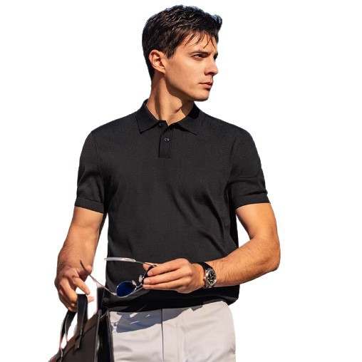 POLO camisa solapa suéter de manga corta hombres negocios británicos slim fit verano hielo seda Europa y América marea comercio exterior transfronterizo al por mayor