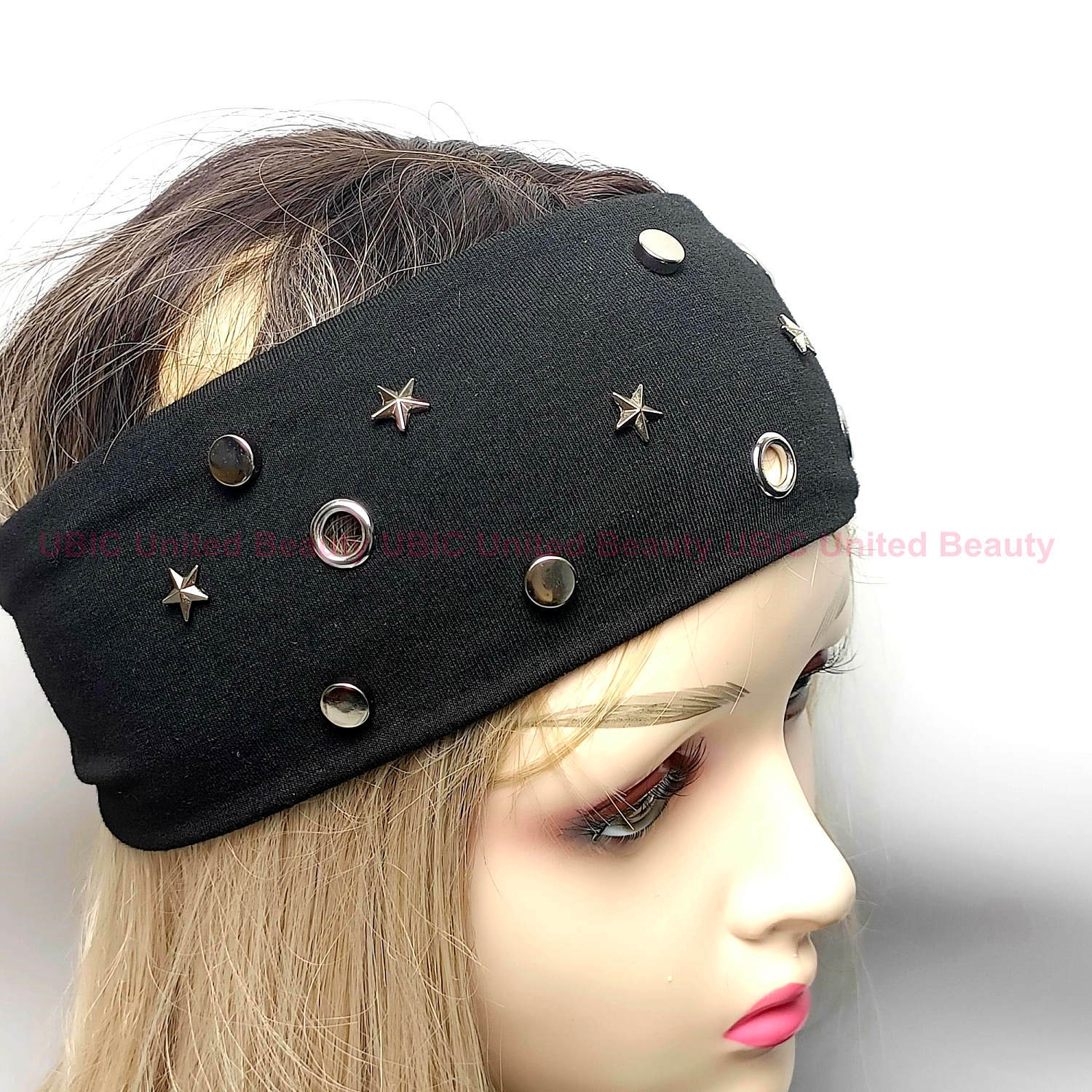 HW250604-45x8cm朋克风圆气眼五角星平面钉混搭弹