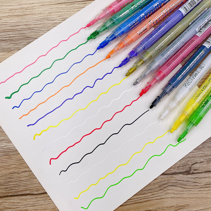 24 色アクリルマーカーペン防水非退色アクリルペイントペン水性ペン DIY シェル絵画靴落書き|undefined