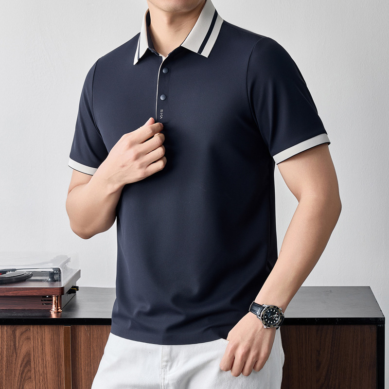 Men's Summer Short-Sleeved Polo Shirt, New Style, Versatile Casual Lapel Top, High-End Seamless Half-Sleeved Base T-Shirt Men's Summer Short-Sleeved Polo Shirt, New Style, Versatile Casual Lapel Top, High-End Seamless Half-Sleeved Base T-Shirt
