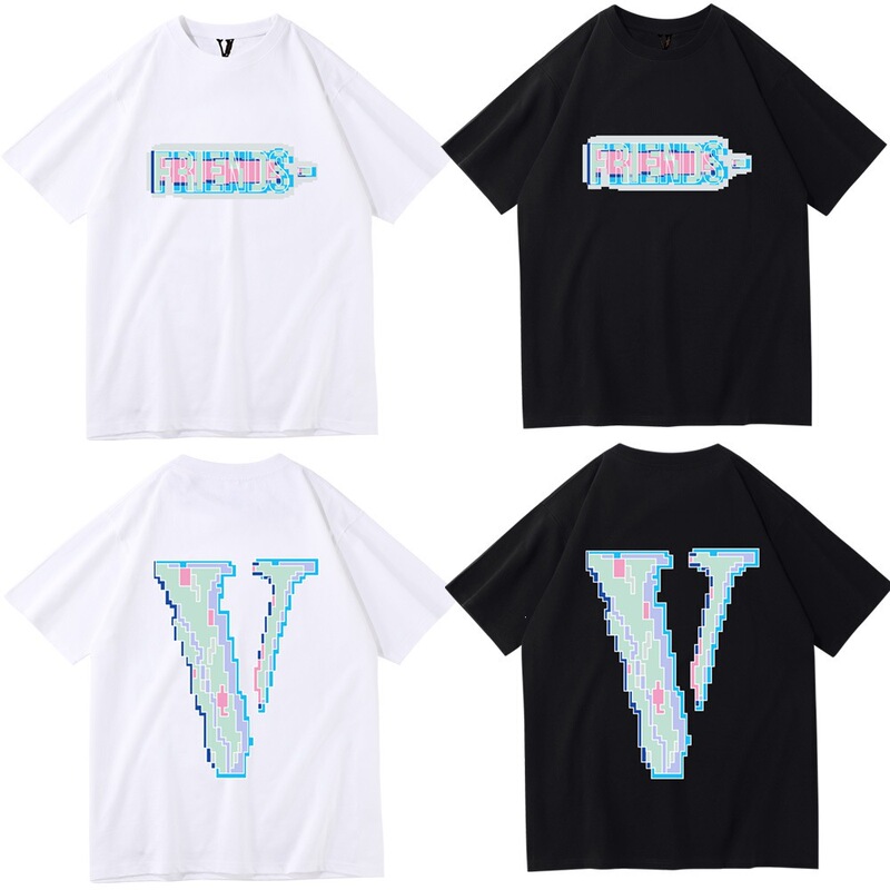 Cross-Border Cotton Summer Men's Loose T-Shirt Fashion Brand Casual V Lone Short-Sleeved Luxury Clothing Street Style Cross-Border Cotton Summer Men's Loose T-Shirt Fashion Brand Casual V Lone Short-Sleeved Luxury Clothing Street Style