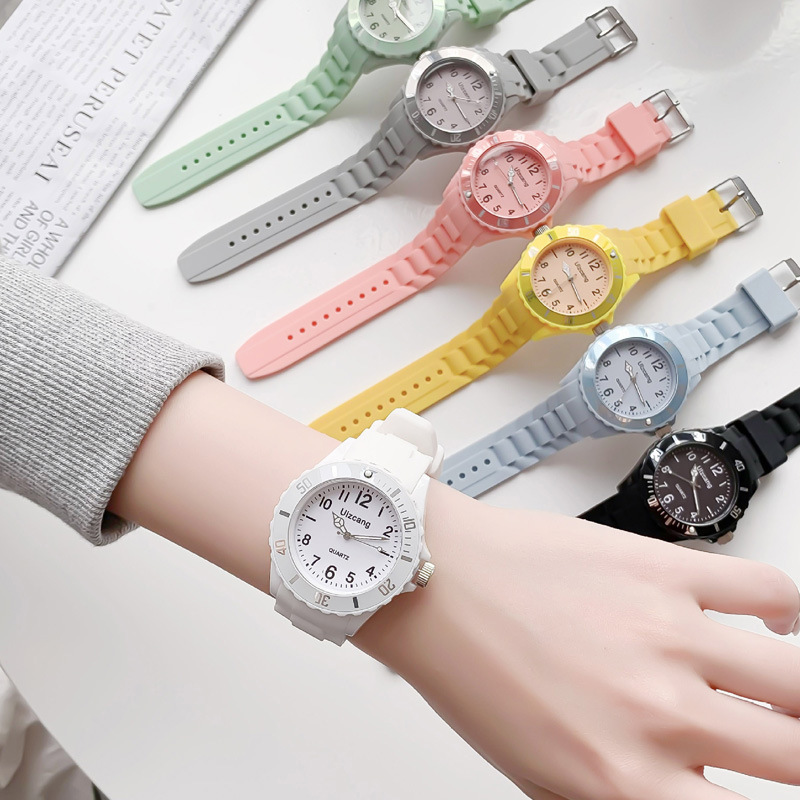 Children's cute boys and girls Primary School students waterproof drop-resistant color jelly junior high school primary school students ins niche watch